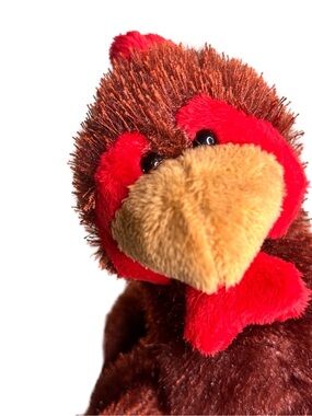 Ganz Brown Rooster Plush Stuffed Animal | Red Chicken Farmhouse Toy With Tag